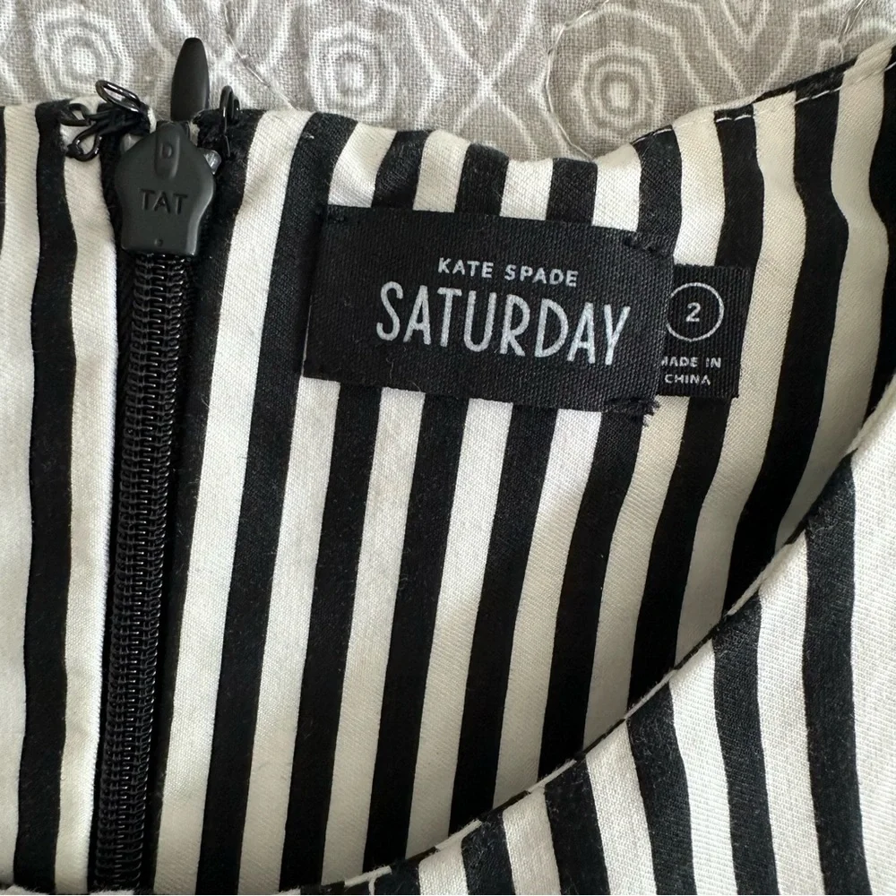 Kate Spade Saturday Black & White Striped Fit & Flare Sleeveless Dress Size 2